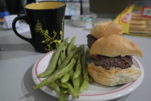 Sliders and green beans
